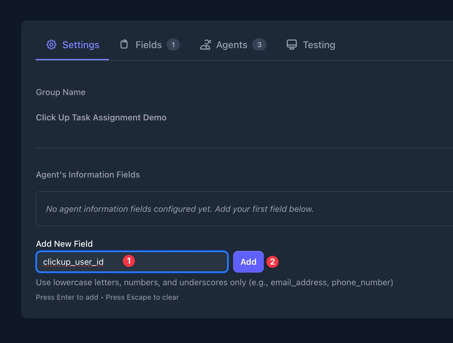 Adding Agent Information Field