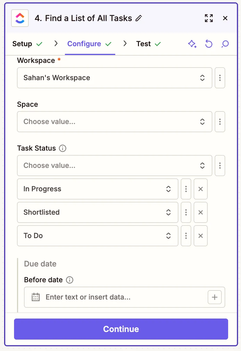 Task Status Configuration