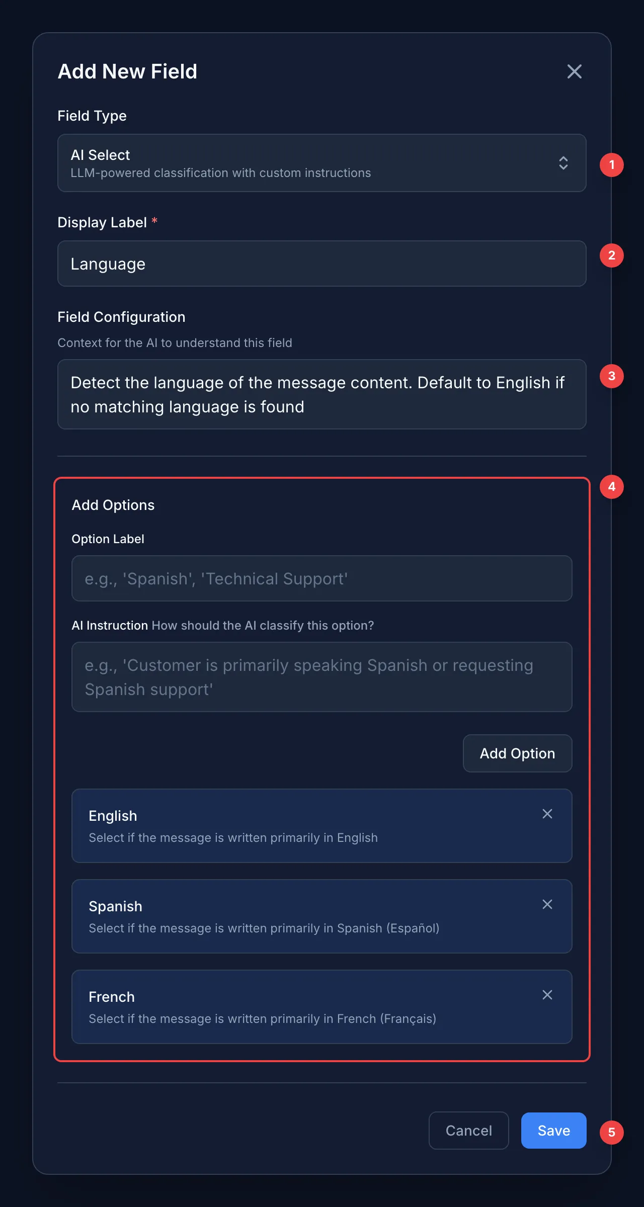 AI Select Field Modal