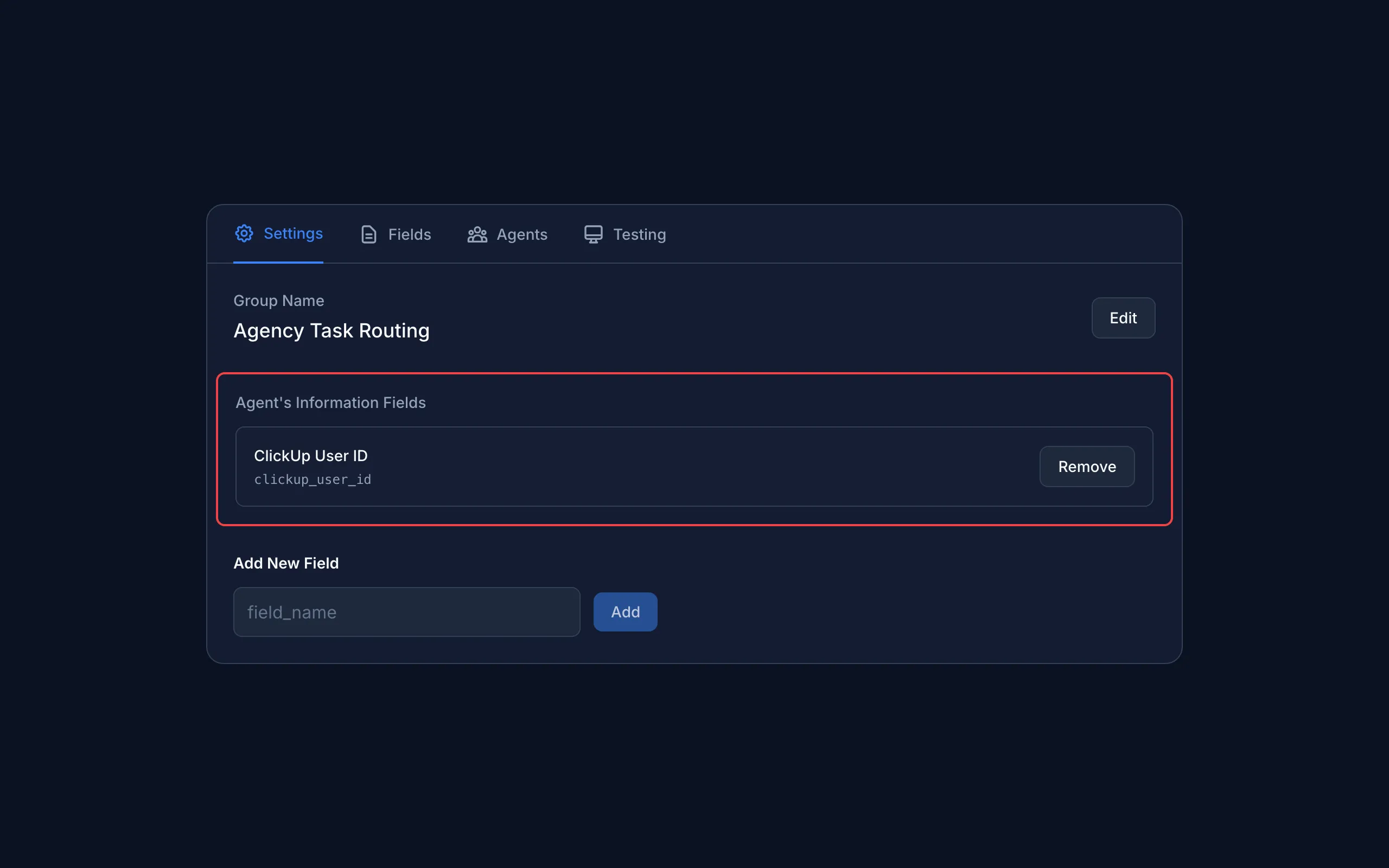 Agent Information Field Added